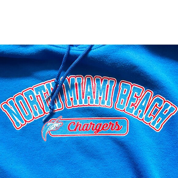 Vibrant Blue Hoodie with North Miami Beach Chargers Graphic - Size Large - Picture 8 of 13